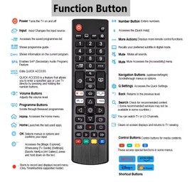 AKB76040302 Replaced TV Remote Control Fit for LG TVs 50UN7000PUC 55UP7000PUA 65UP7000PUA 49UM7300PUA 43UP7000PUA 60UM6900PUA 43UM6950DUB 65UN7000PUD 70UM6970PUA 75UM6970PUB 32LM577BPUA