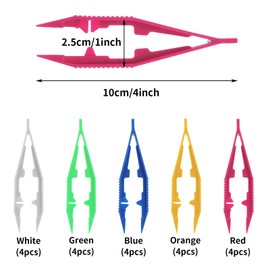 20Pcs Plastic Tweezers, Compact Colorful Tweezers for Crafting Beads, Crafts Tweezer for DIY, Crafts Making, Kids Tweezer for Fine Motor Skills Training(5 Colors)