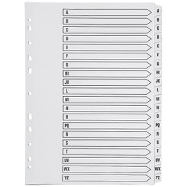 Q-Connect KF01532 Index A4 Multi-Punched A-Z 20 Part Reinforced White Board Clear Tabbed