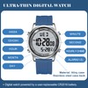 AVTREK Ultra-Thin Digital Watch Waterproof,and 5 Alarms/LED Backlight,Men's