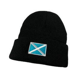 Scotland Beanie Hat with Saltire Logo, Fast UK Post Black