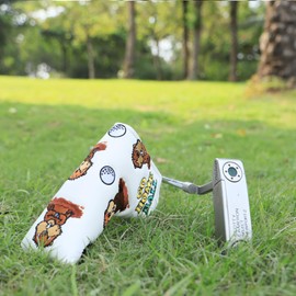 Golf Putter Cover Groundhog Putter Head Cover Blade Putter Cover Golf Club Head Cover Leather Golf Putter Head Cover with Magnet, Fits All Brands