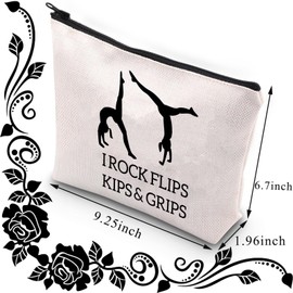 Gymnastics Makeup Bag for Girls Gymnastics Gift Gymnastics Trainer Gift Gymnastics Team Gift i Rock Flips Kips and Handles Reversible Turner Gift, Rock Flip Kip, L9 W7 H0.39, Rock Flip Kip