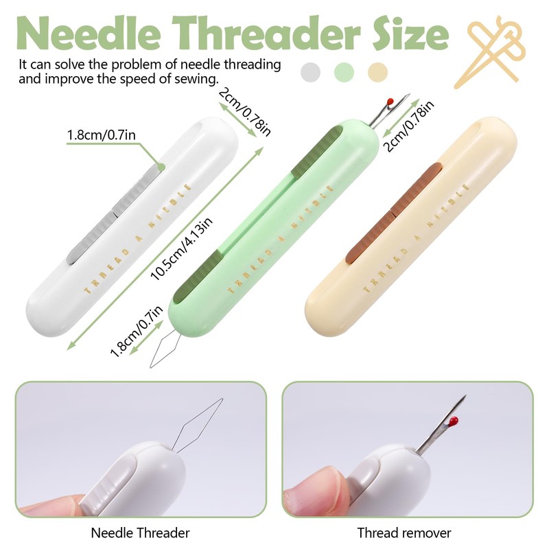 Realand 3 Pack Hand Sewing Seam Ripper and Needle Threader,