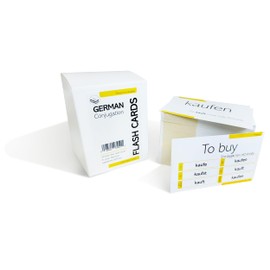 200 German Verb Conjugation Present Tense Flash Cards - Full Examples in Both German and English