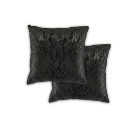 Lex's Linens Set of 2 Crushed Velvet Cushion Covers (Black)