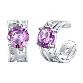 ChicSilver 925 Silver Ear Cuff, Women's Popular Earrings, No Holes, Zirconia, January, Birthstone, Arabesque Pattern, Arabesque, Sterling Silver