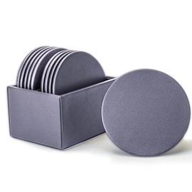 DACASSO Gray Leatherette Coaster Set - Luxury Leatherette Coaster Set - Office Accessories & Executive Desk Decor (Color - Gray)