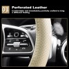 XUKEY Beige Leather Car Auto Steering Wheel Cover Wood Grain
