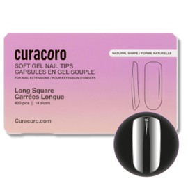 Curacoro Natural Nail Soft Gel Tips - 420Pcs Soft Gel Nail Extension, 14 Sizes Clear Full Cover Acrylic Tips, Long-Lasting Salon Quality, Easy to Wear & Natural Look