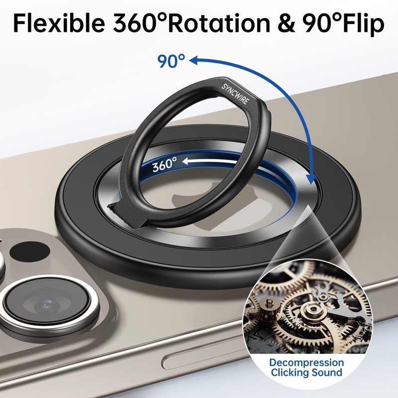 SYNCWIRE Upgraded Magnetic Phone Ring Holder for MagSafe, Magnetic Cell