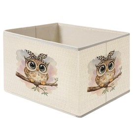 Mancheng-zi Cute Owl Collapsible Storage Bins, Owl on the Branch Kids Toys Books Clothes Storage Organizer Baskets for Living Room Toddler Nursery Girls Room Bedroom
