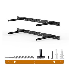 2pcs Floating Shelf Bracket Heavy Duty Floating Mantel Bracket Black Metal Decorative Floating Shelf Hardware Hidden Shelving Mounting Brackets (18″X8″X1″)