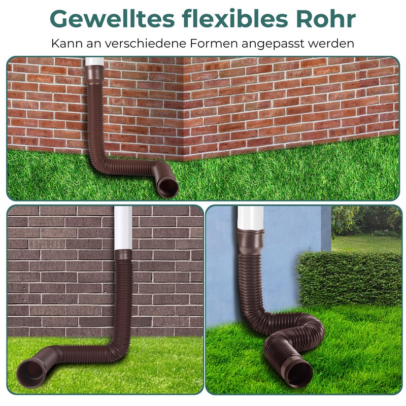 BKITC Gutter Flexible Downpipe Extension, Round Extension for Downpipe 80/100