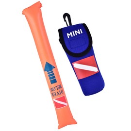 Surface Marker Buoy, High Visibility Diving Surface Marker Signal Tube Inflatable Safety Tube with Storage Bag Diving