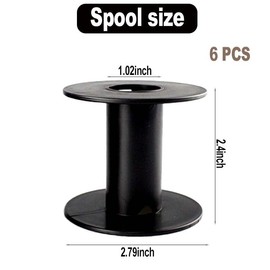 6 Pcs Plastic Spool 71mm Black Bobbin Round Ends Empty Thread Spools for Sewing Embroidery Yarn Ribbon DIY Crafts (Black)