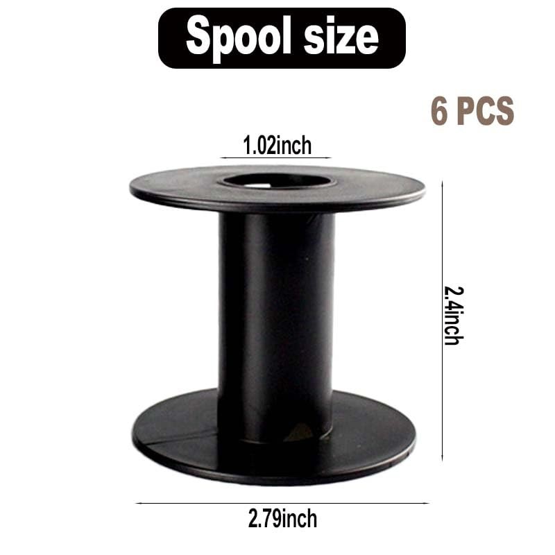 6 Pcs Plastic Spool 71mm Black Bobbin Round Ends Empty