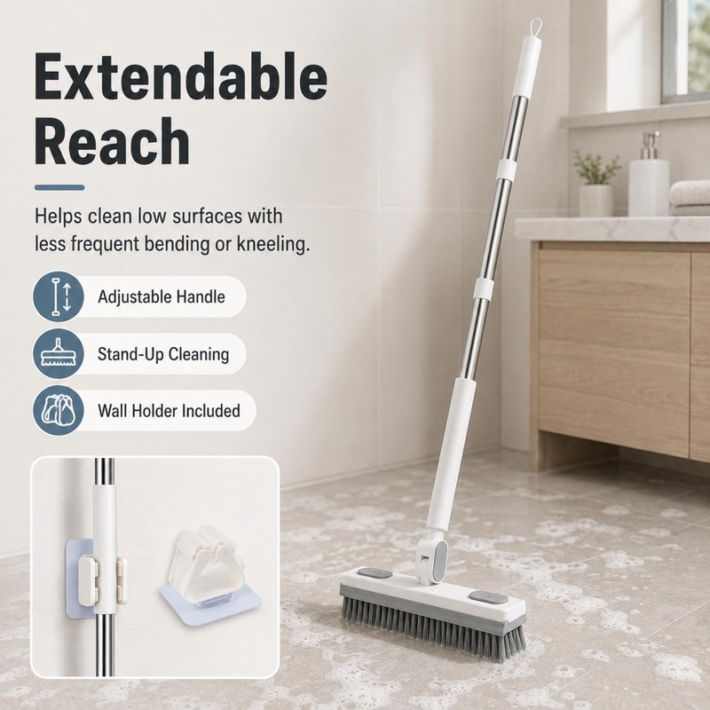 180° Rotating Gap Cleaning Tool with V-Shaped Bristles and Squeegee