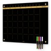 Black Glass Golden Monthly Dry Erase Calendar Whiteboard for Wall,