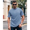 Wihion Men Turtleneck Mock Neck T Shirts Short Sleeve Ribbed