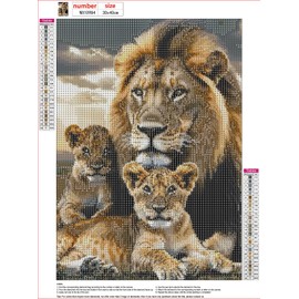 MXJSUA Savannah Lion Home DIY Diamond Painting by Number Kits for Adults, 5D Round Drill Diamond Gem Art Painting Picture Arts Kits Craft for Home Wall Decor 30x40cm