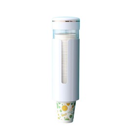 Wall-mounted Paper Cup Holder, Round Shape, Single-tier, Strong Tape Attachment Type, Dustproof Cover Included, Easy to Remove, Paper Cup Dispenser, Water Server, for Bathroom and Kitchen