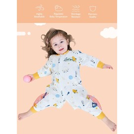 Little You Organic Baby Sleeping Sack with Long Sleeves and Open Legs / Wearable Blanket / 100% Sea Island Cotton / Oeko-TEX Standard 100 Certified (6-18 Months, Monster),White, Grey(LYTC001)