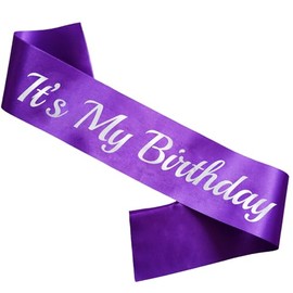 LXYXUUN It's My Birthday Sash Purple, Silver Foil Birthday Sash for Women or Girl 16th 18th 21st 30th Bday Sash Gift Ideas Funny Birthday Party Decorations