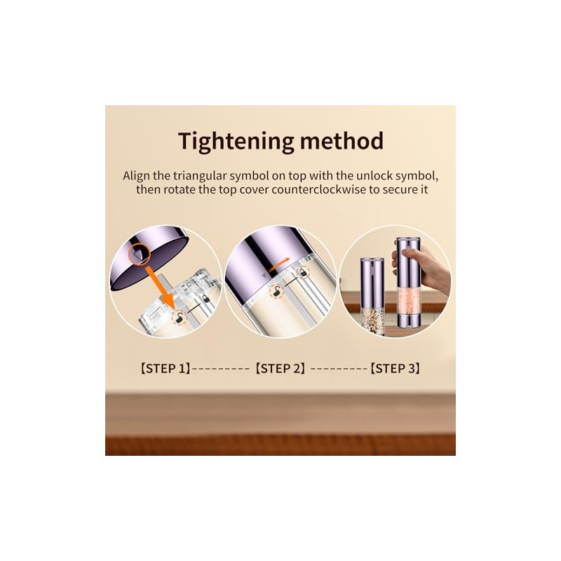 Electric Rechargeable Salt and Pepper Grinder Set with LED Light