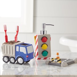 dream FACTORY Trains and Trucks Bath Accessories Set, Grey