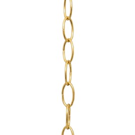 2m Oval Brass Plated Open Link Chain for Chandelier & Lighting - Medium Link Size 34 x 18mm