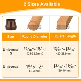 24 Pcs Brown Chair Leg Floor Protectors, Furniture Felt Pads Silicone Covers caps for Chairs,Chair Leg Protectors for Hardwood Floors (Large fit:1.3''-2'')