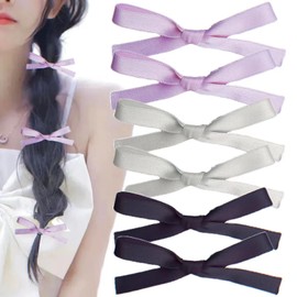 6 Pcs Bowknot Hair Clips Cute Hair Bows Small Hair Barrettes Claw Clips Ribbon Alligator Hair Accessories for Women Girls Baby Kids Teens (Pink Black White)