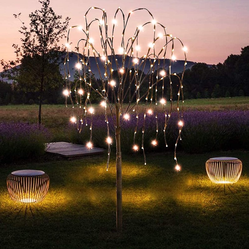 LED Solar Willow Tree Lights Outdoor,4.6Ft Lighted Weeping Willow Tree,Adjustable