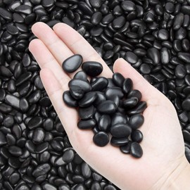 Black Small Pebbles - Decorative Gravel Rock Plant Stones,Natural Polished Stones 3/8" Succulent Gravel,Pebbles Gravel for Bamboo Plants,Succulent,Home Decor,Landscaping,Vase Fillers.1.5lbs