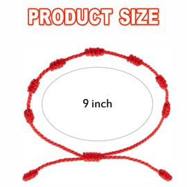 BEANPRECOY 6 Pieces Red String Bracelets Red Cord Bracelet Adjustable Knot String Bracelet Amulet for Protection 7 Knots Style Red Cord Evil Eye & Good Luck for Friendship for Mothers Day Fathers Day