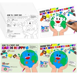 Geyoga 36 Pcs Earth Day Coloring Poster Crafts for Kids 13 x 10 Inch DIY Earth Day Coloring Poster Bulk for Kids Toddlers School Classroom Home Party Favors