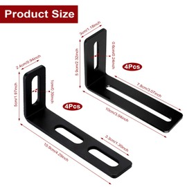 Pack of 8 Angle Shelf Brackets Angle Connector Angle Metal Angle Black Slotted Adjustable Corner Fitting Suitable for Wooden Furniture Tables and Chairs Bookshelves Cabinets Dressers Drawers