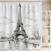 DLTAY Eiffel Tower Shower Curtain Paris French City White Bathroom