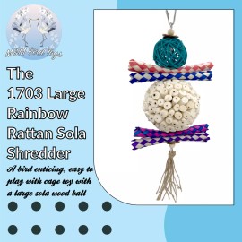 Mandarin Bird Toys 1703 Large Rainbow Rattan Sola Shredder - Handcrafted chewable bird cage toy