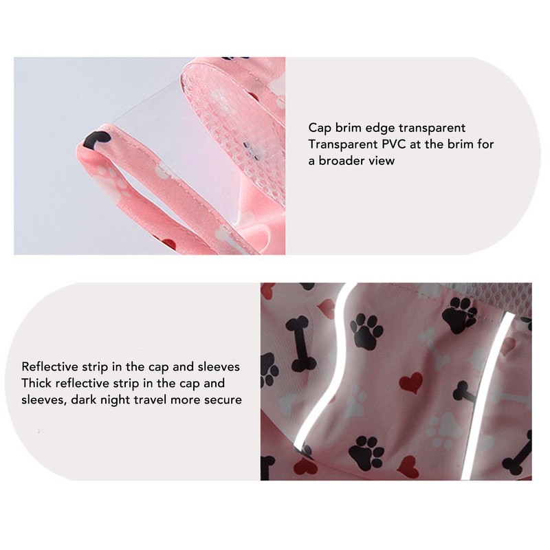 Reflective Puppy Raincoat Jacket Waterproof Breathable Cute Pattern Pet Dog