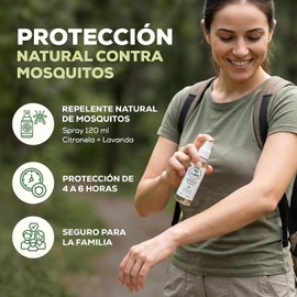 Repelente de Mosquitos Natural con Citronela y Lavanda - Protección de 4 a 6 Horas para Toda la Familia, 120ml - Alta Eficacia Contra Mosquitos y Zancudos - Ligero Olor a Citronela, Uso Natural