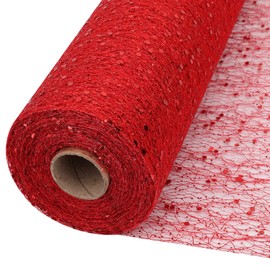 Trimming Shop 11 Inch x 27 Yards Sequin Tulle Fabric Roll Tulle Mesh Fabric for DIY Tutu Skirt, Wedding Decoration, Xmas Tree, Gift Wrap, Christmas Wreath, Party Decoration, Red