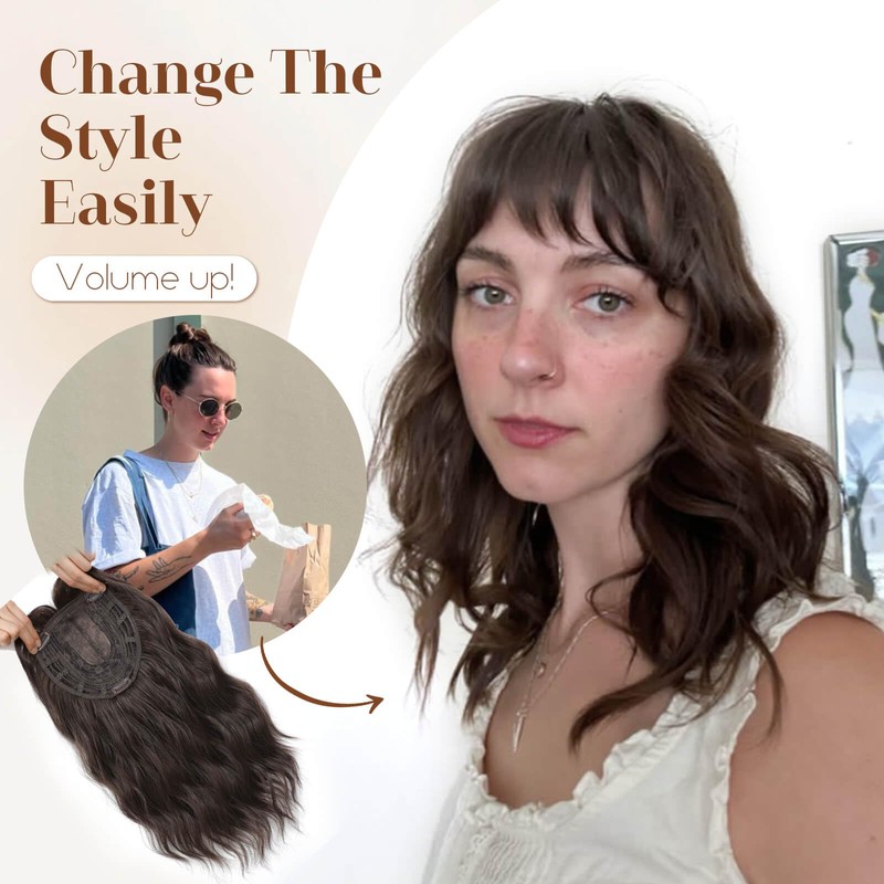 Megito 14inch Hair Toppers for Women Curly Natural Black Hair