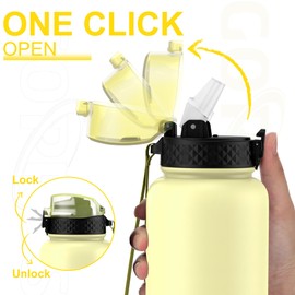 GOPPUS 1.2L/40oz Stainless Water Bottle with Straw Large Thermal Bottle 1200ml Flip Top Metal Bottles Cold Drink Leakproof Flask Big Drinks Bottles Double Walled Insulated Bottle Travel Water Bottle