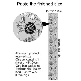 Amaonm 18x118inch Removable Peel and Stick Floral and Plants Vines Wallpaper Self-Adhesive Watercolor Flower Leaf Contact Paper Wall Stickers Murals Decor (White Black Flower and Vine)