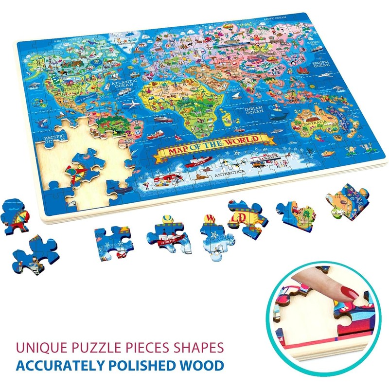 Educational & Learning World Map Jigsaw Puzzle, 200 Piece Geography
