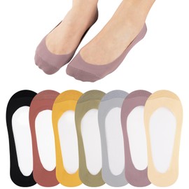 COOPLUS No Show Socks Womens Non Slip Ultra Low Cut Cotton Invisible Thin Flat Boat Liner Socks 7 Pairs
