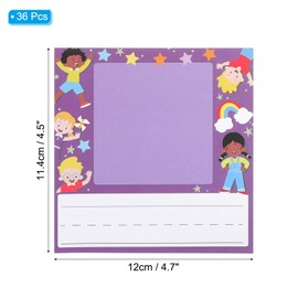 PATIKIL Name Tags, 36 Pcs Name Labels Classroom Name Plates Self-Adhesive Sticker with Pictures for Desk Bus Locker, Purple