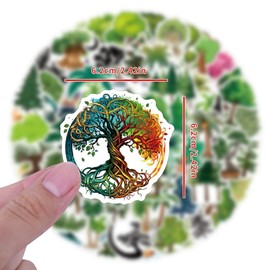 100 Pack Tree Stickers Tree Graphic DecalPack Waterproof Vinyl Nature Sticker for Water Bottle,Laptop and Scrapbooking for Tree Lover